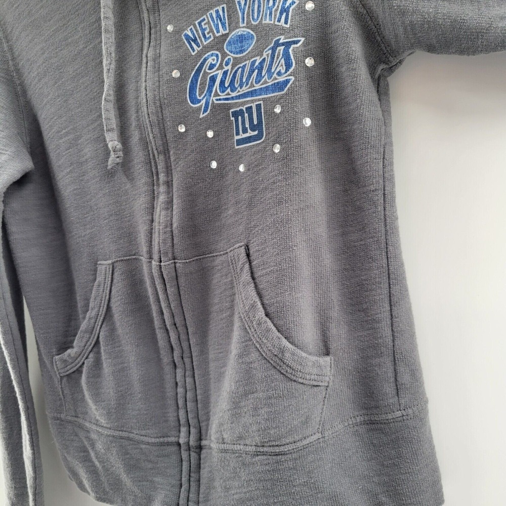 NFL New York Giants Full Zip Hoodie Rhinestone Accents Gray Womens S - Picture 4 of 7